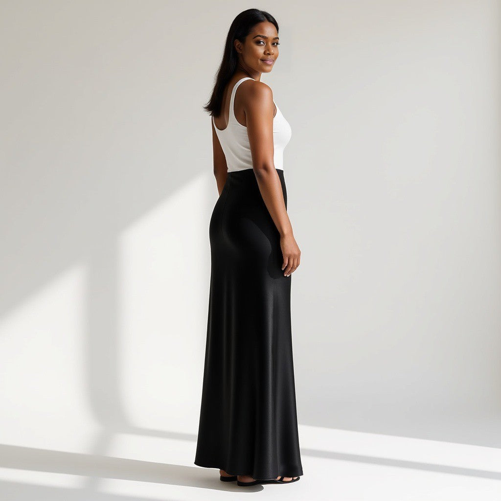 Tall Classic Satin Maxi Skirt - Midnight Edit