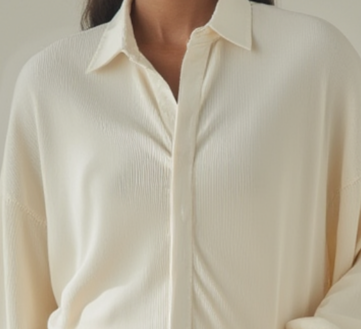 Kaia Tall  Plisse Shirt in Cream (Shirt Only)