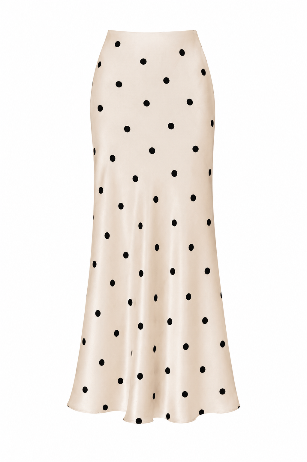 Tall Polka Dot Satin Maxi Skirt - Black Dots on Cream