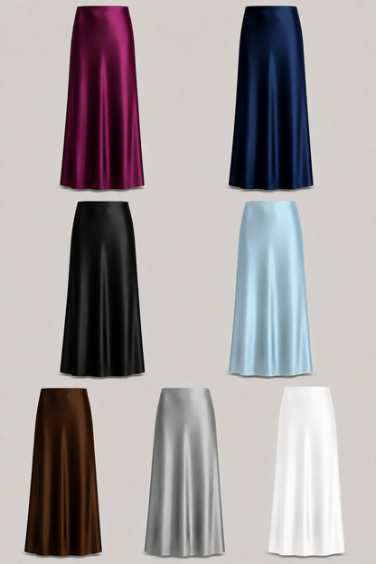 Tall Classic Satin Maxi Skirt  - Midnight Edit